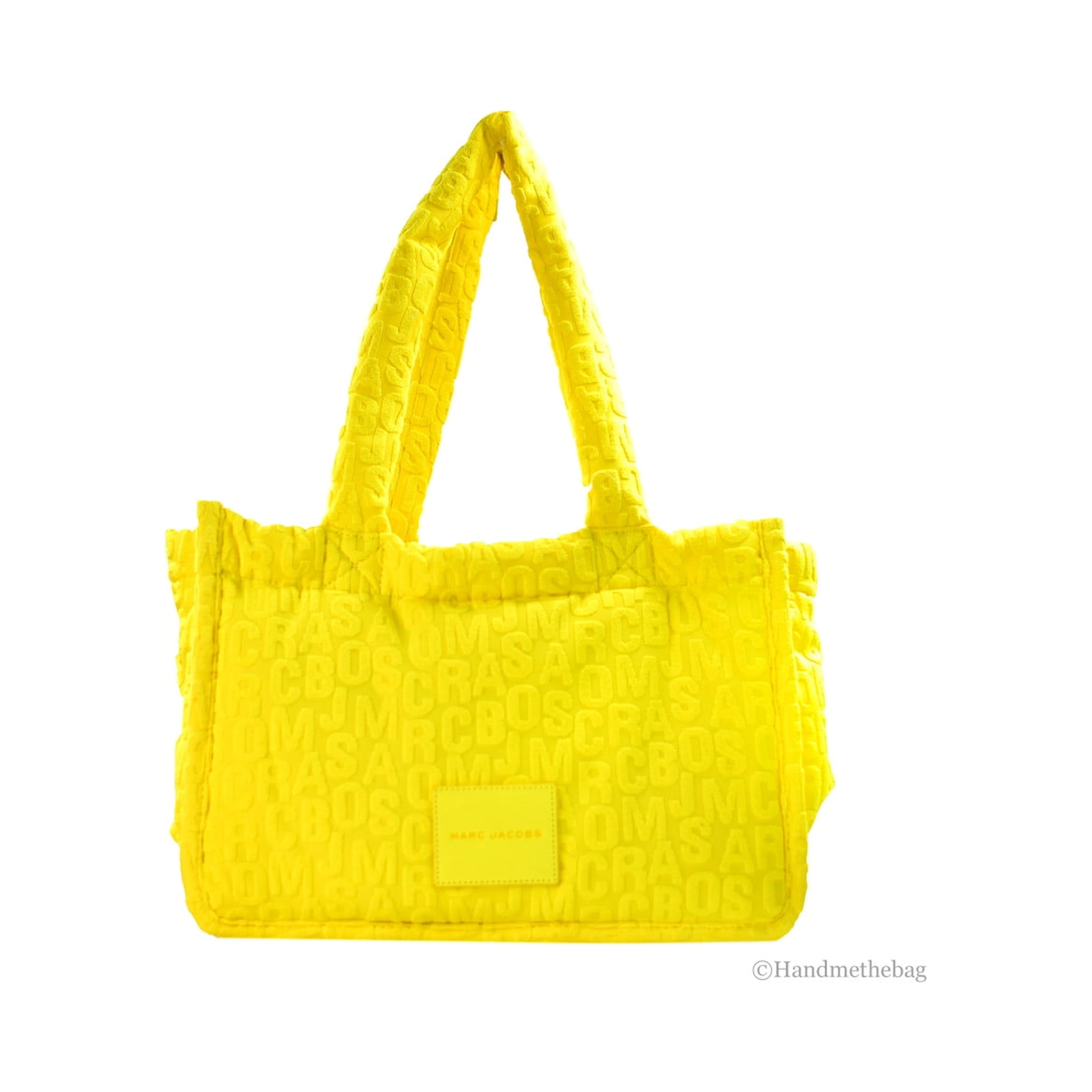 Marc Jacobs Medium The Terry Fabric Golden Kiwi Monogram Tote Bag Purse