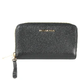 Michael Kors Jet Set Travel Large Phone Wristlet Wallet Pebbled Leather Black