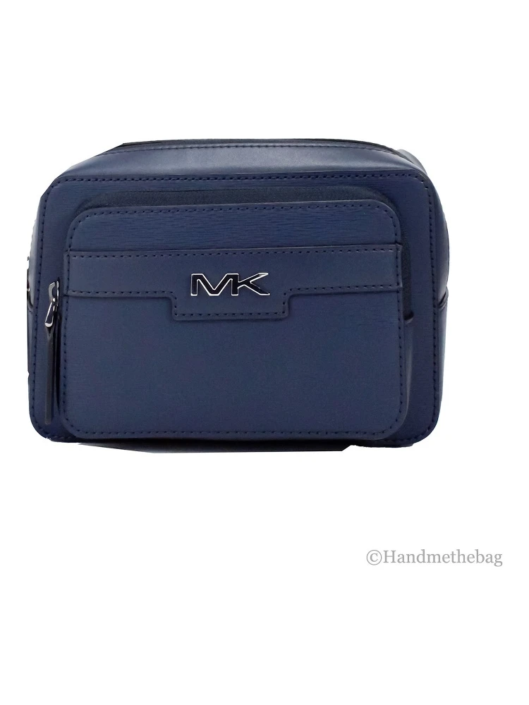 Michael Kors Cooper Small Navy Blue Smooth Leather Double Zip Belt Bag