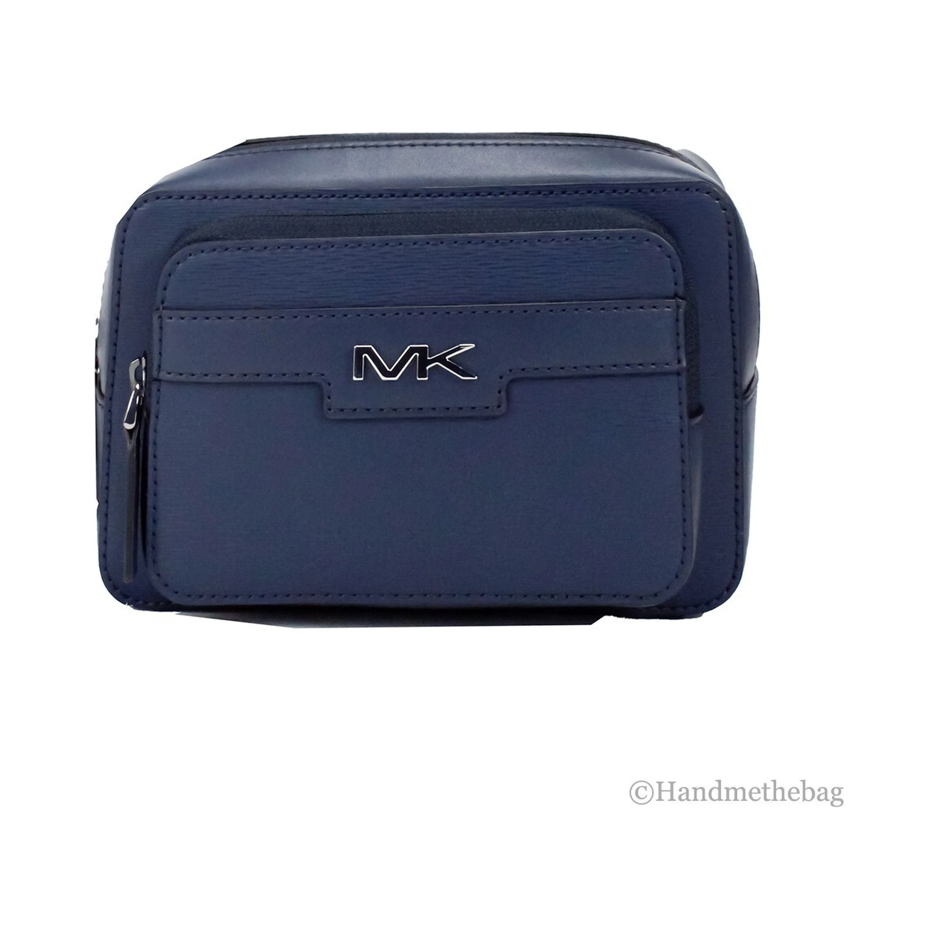 Michael Kors Cooper Small Navy Blue Smooth Leather Double Zip Belt Bag