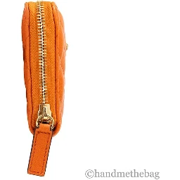 Versace Large Dark Orange Quilted Smooth Leather Continental Clutch Zip Wallet