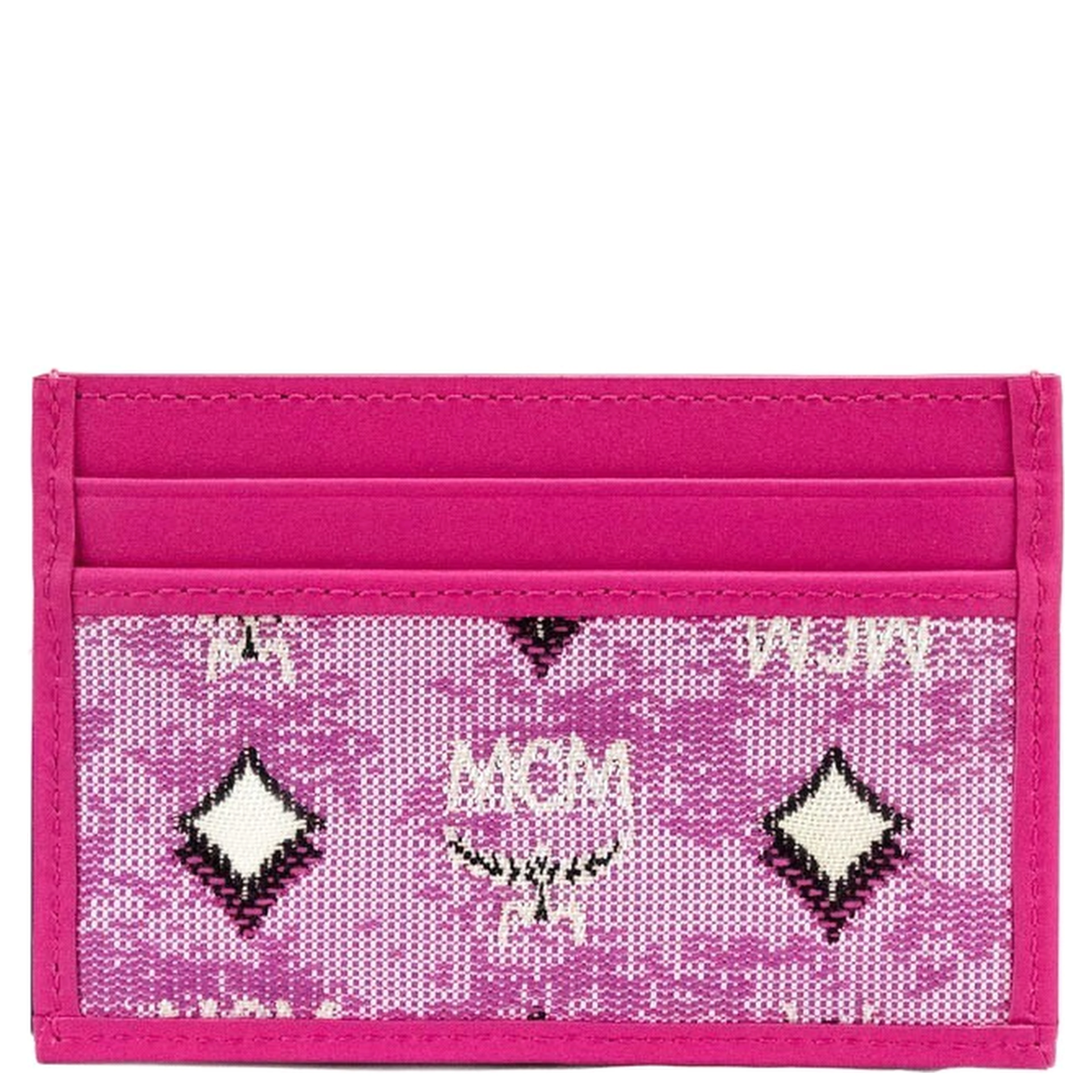 MCM Veritas Vintage Pink Denim Fabric Monogrammed Card Case Wallet