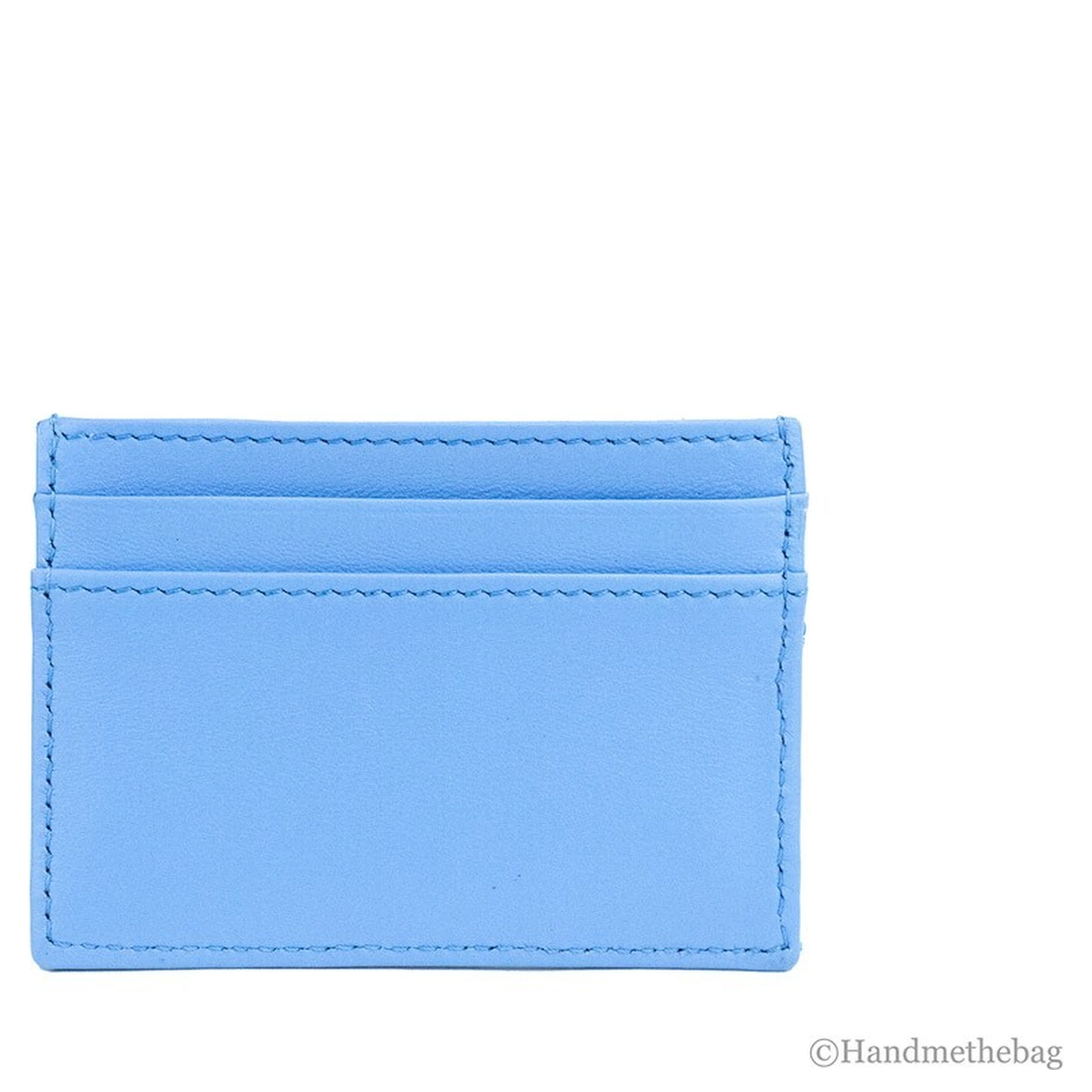 Versace Mini Medusa DV Blue Quilted Smooth Nappa Leather Card Case Wallet