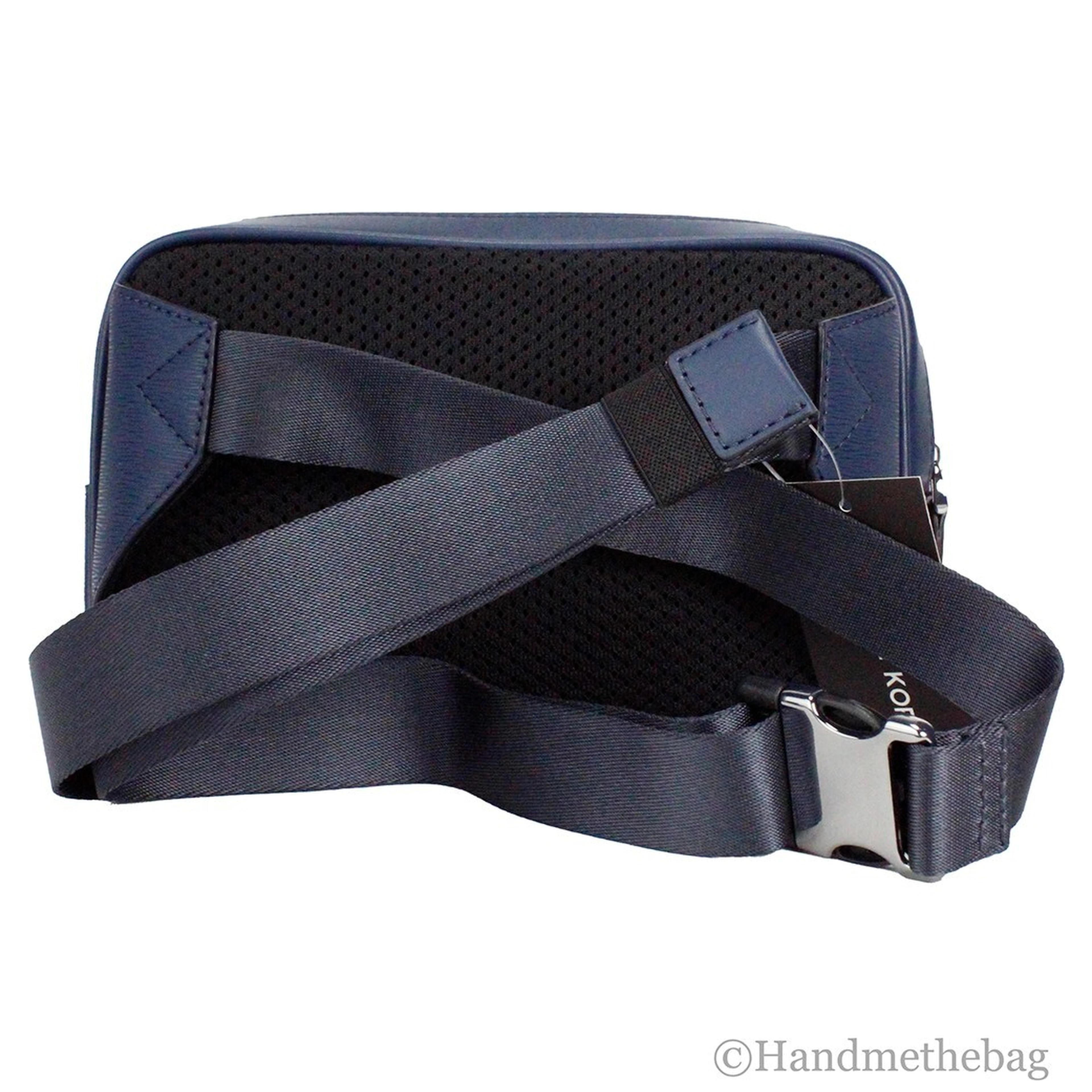 Michael Kors Cooper Small Navy Blue Smooth Leather Double Zip Belt Bag