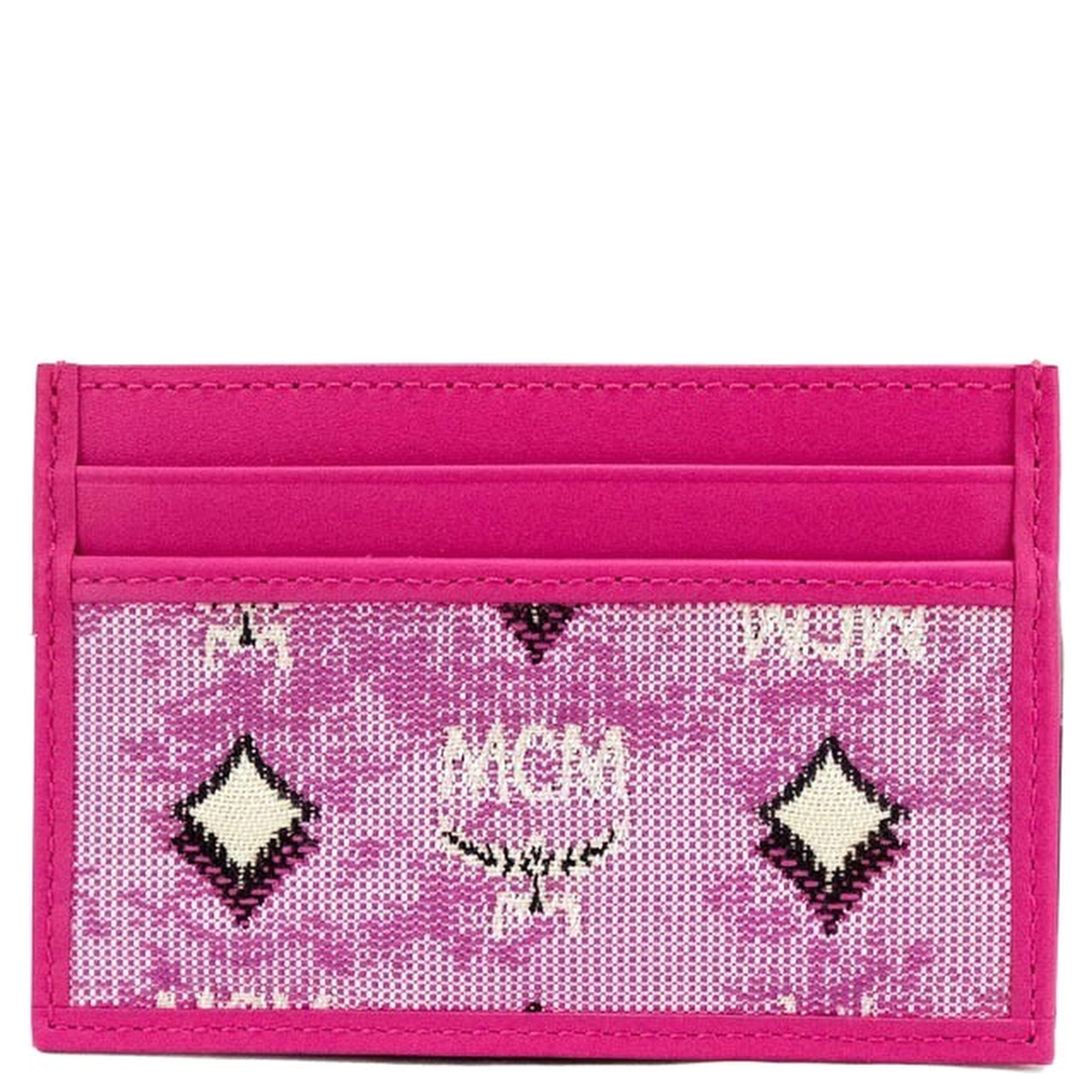 MCM Veritas Vintage Pink Denim Fabric Monogrammed Card Case Wallet