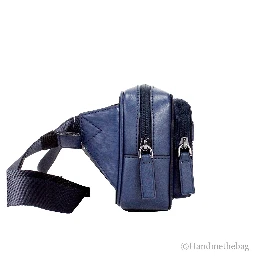 Michael Kors Cooper Small Navy Blue Smooth Leather Double Zip Belt Bag