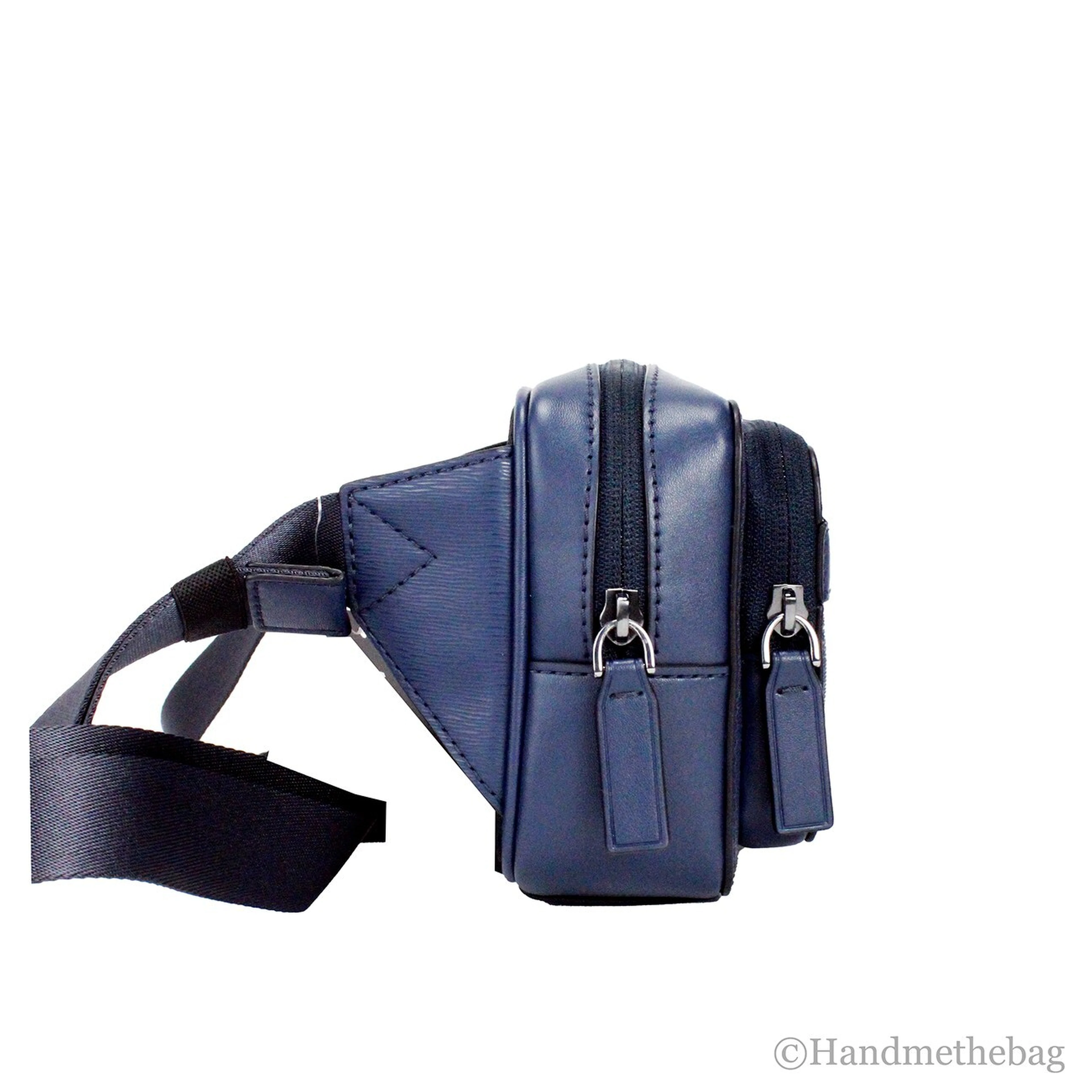 Michael Kors Cooper Small Navy Blue Smooth Leather Double Zip Belt Bag