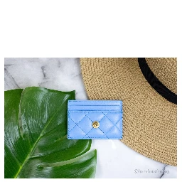 Versace Mini Medusa DV Blue Quilted Smooth Nappa Leather Card Case Wallet