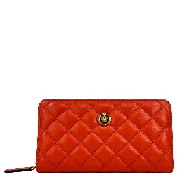Versace Quilted Leather Continental Clutch Zip Wallet