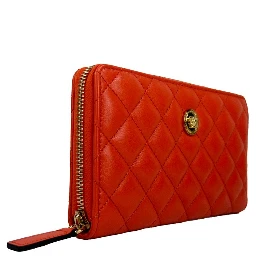 Versace Quilted Leather Continental Clutch Zip Wallet