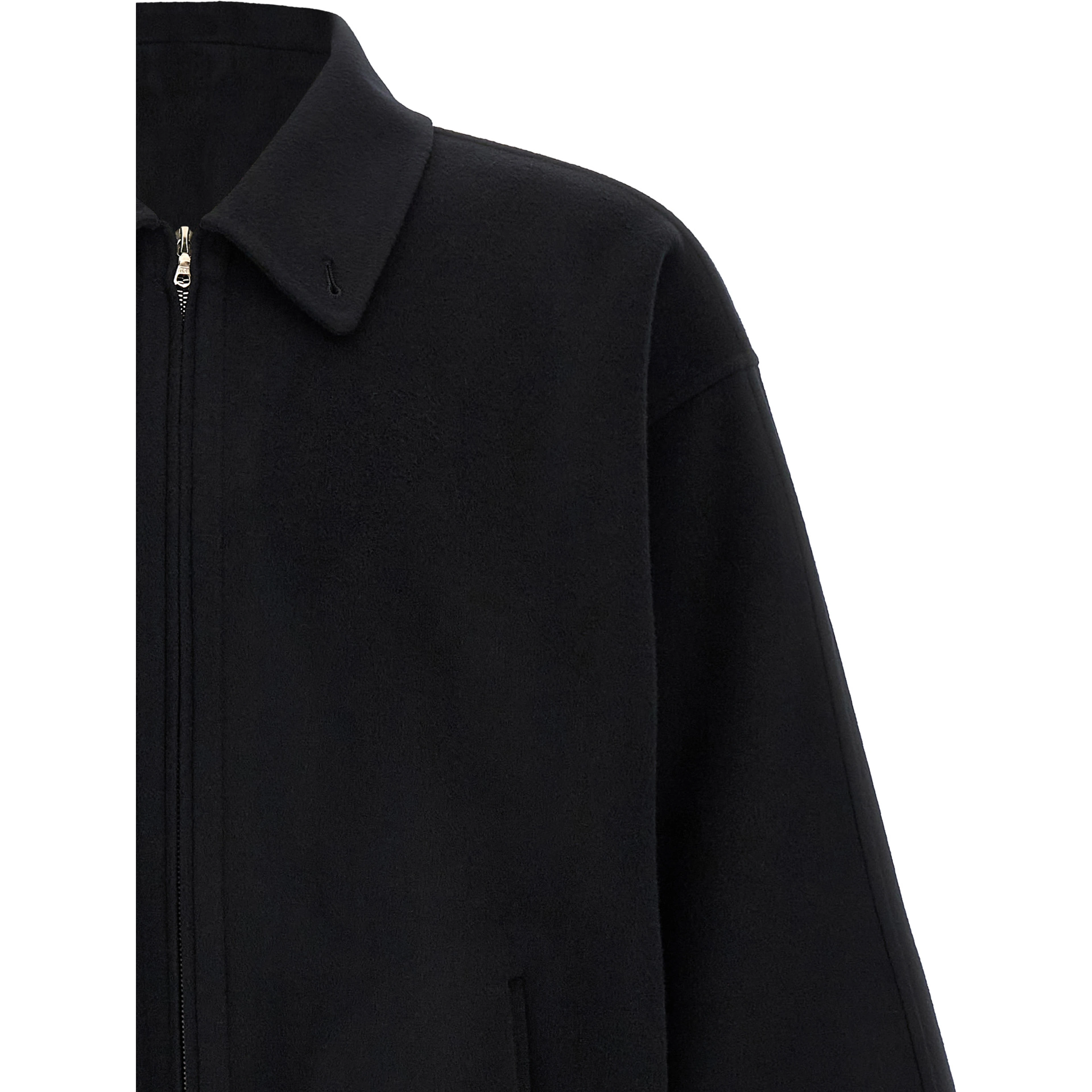 Black Wool Full-Length Jacket
