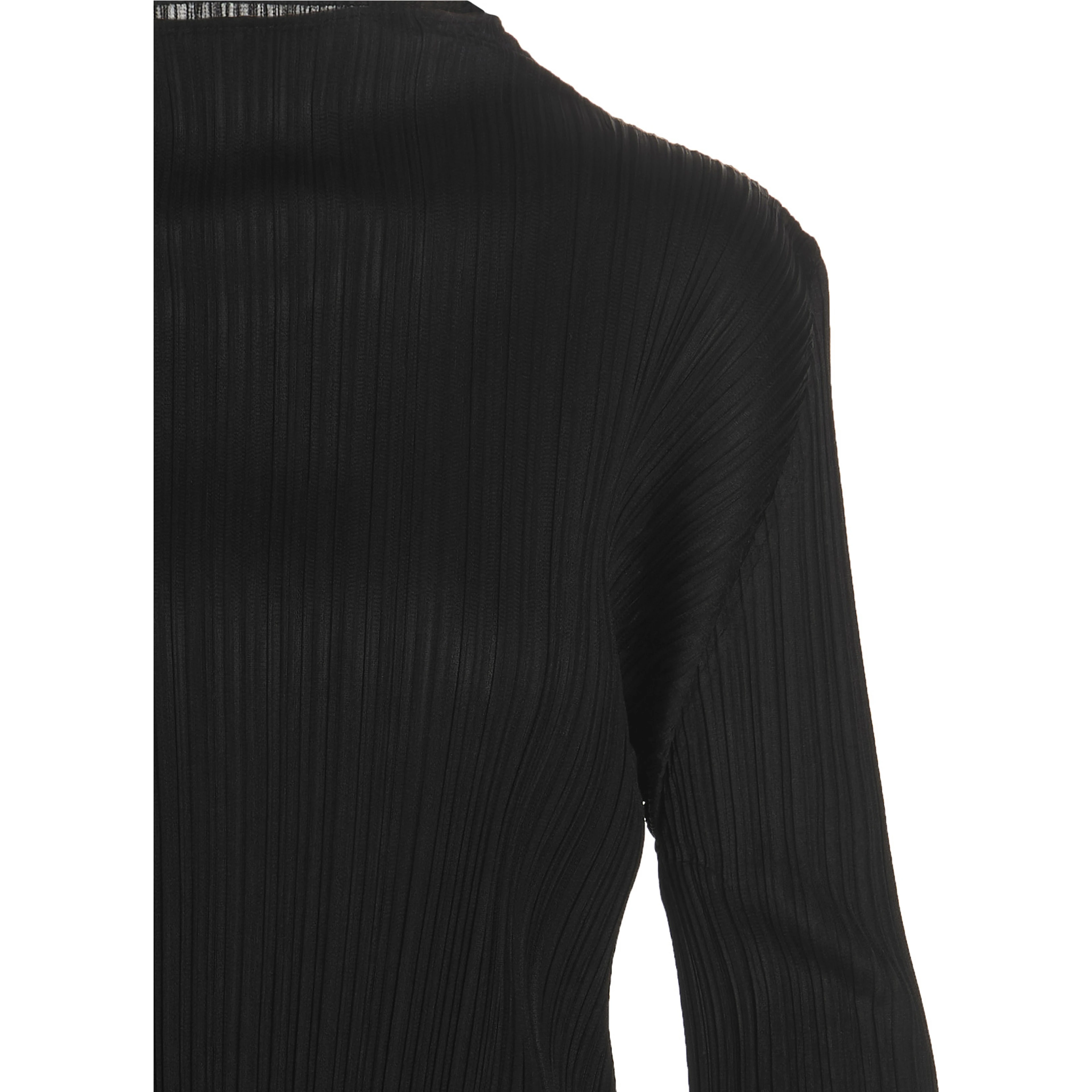 Black Polyester Long Sleeve T-Shirt