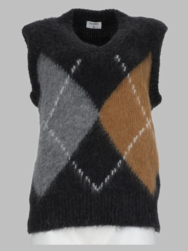 Gilet a Quadri in Alpaca
