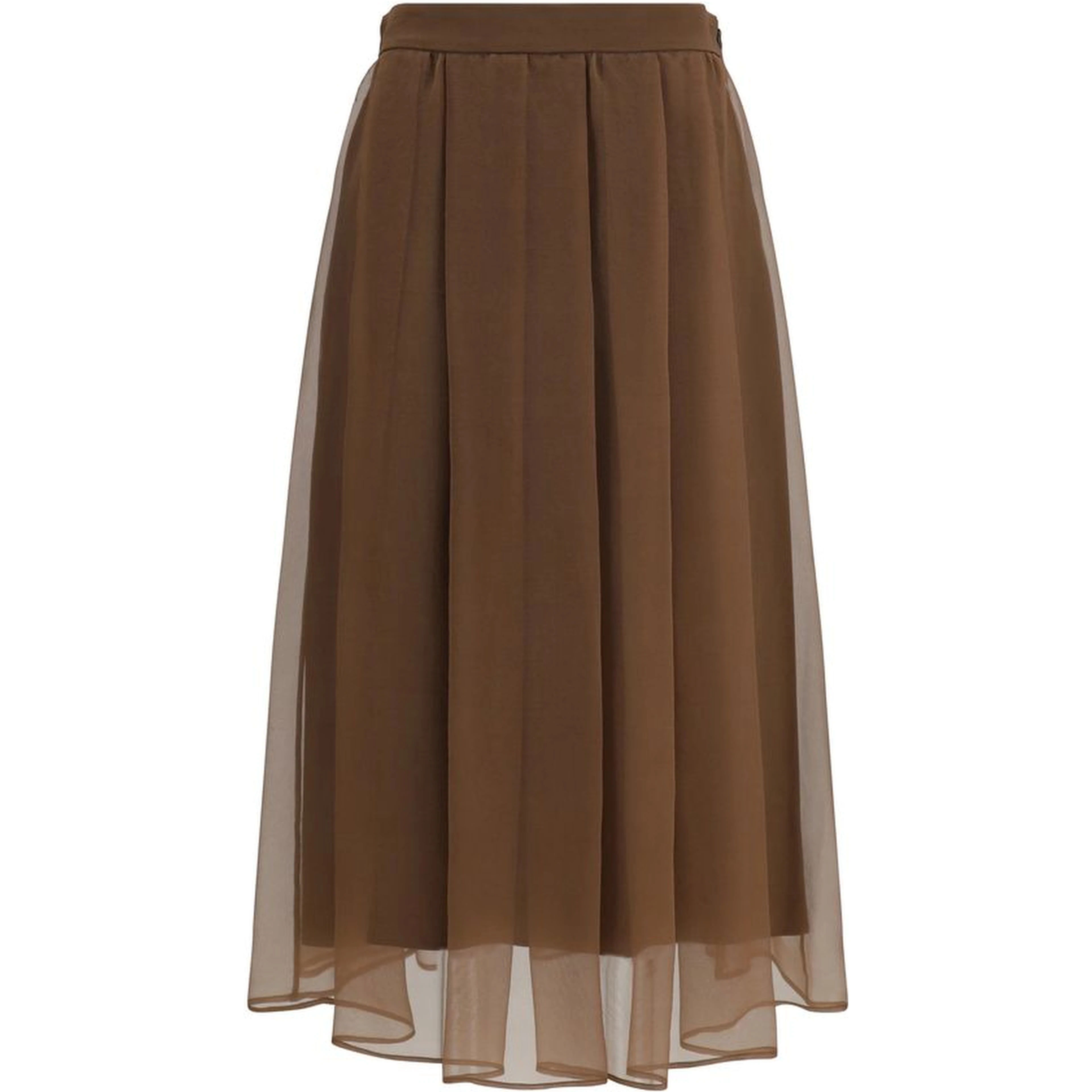 Brown Silk Midi Skirt