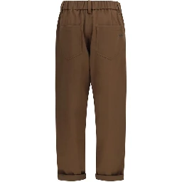 Brown Cotton Casual Pants