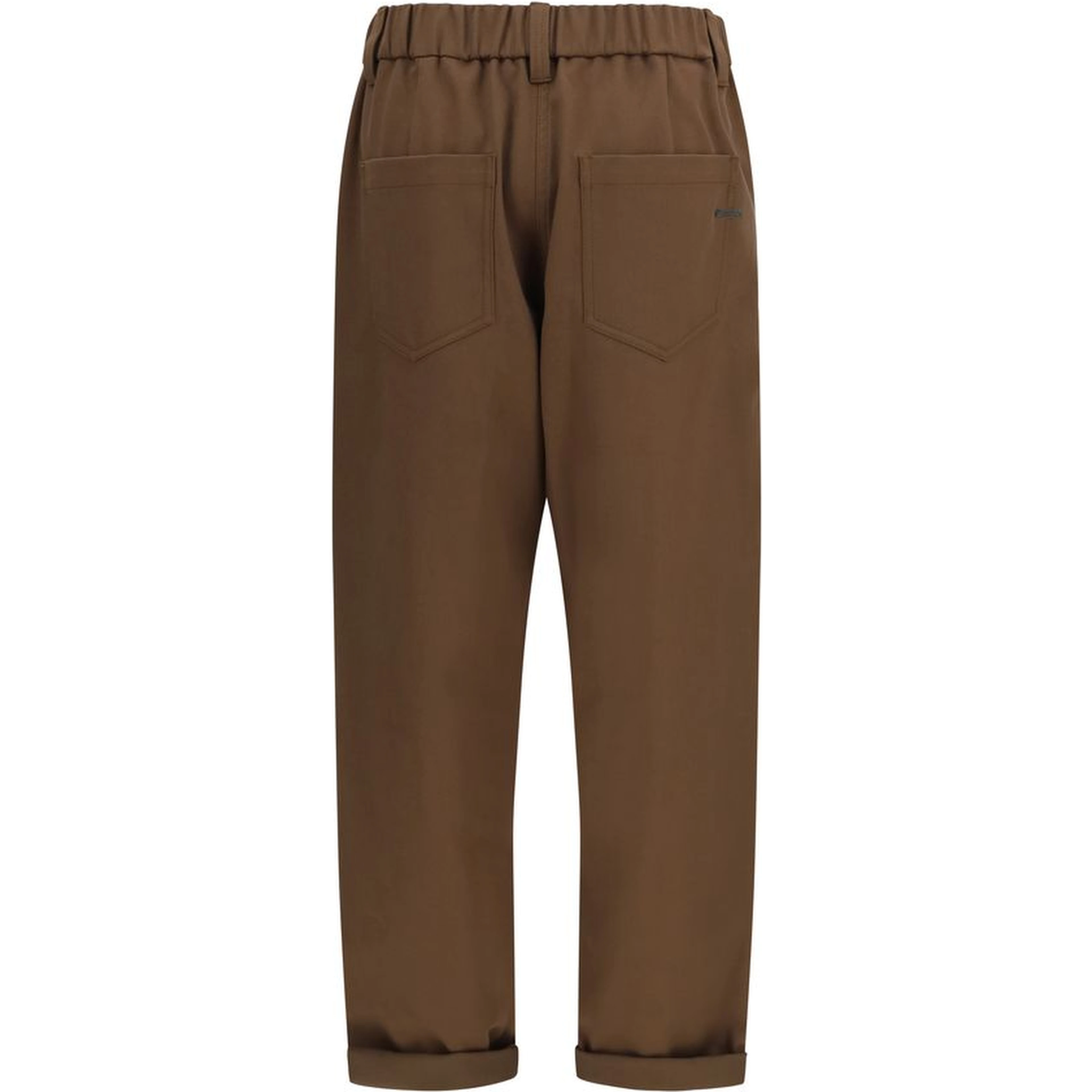 Brown Cotton Casual Pants