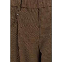 Brown Cotton Casual Pants