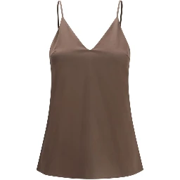 Brown Silk Sleeveles T-Shirt