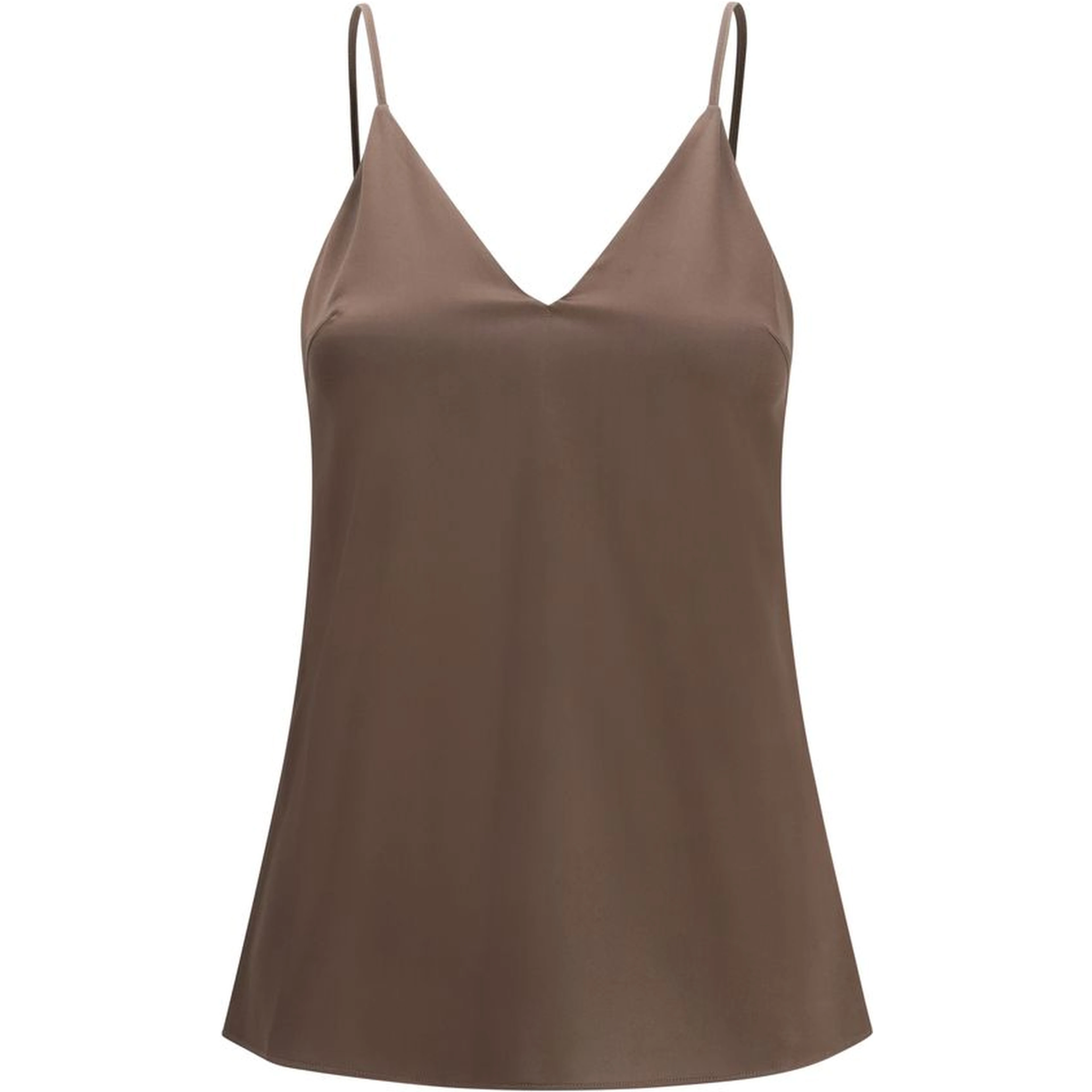 Brown Silk Sleeveles T-Shirt