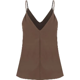 Brown Silk Sleeveles T-Shirt