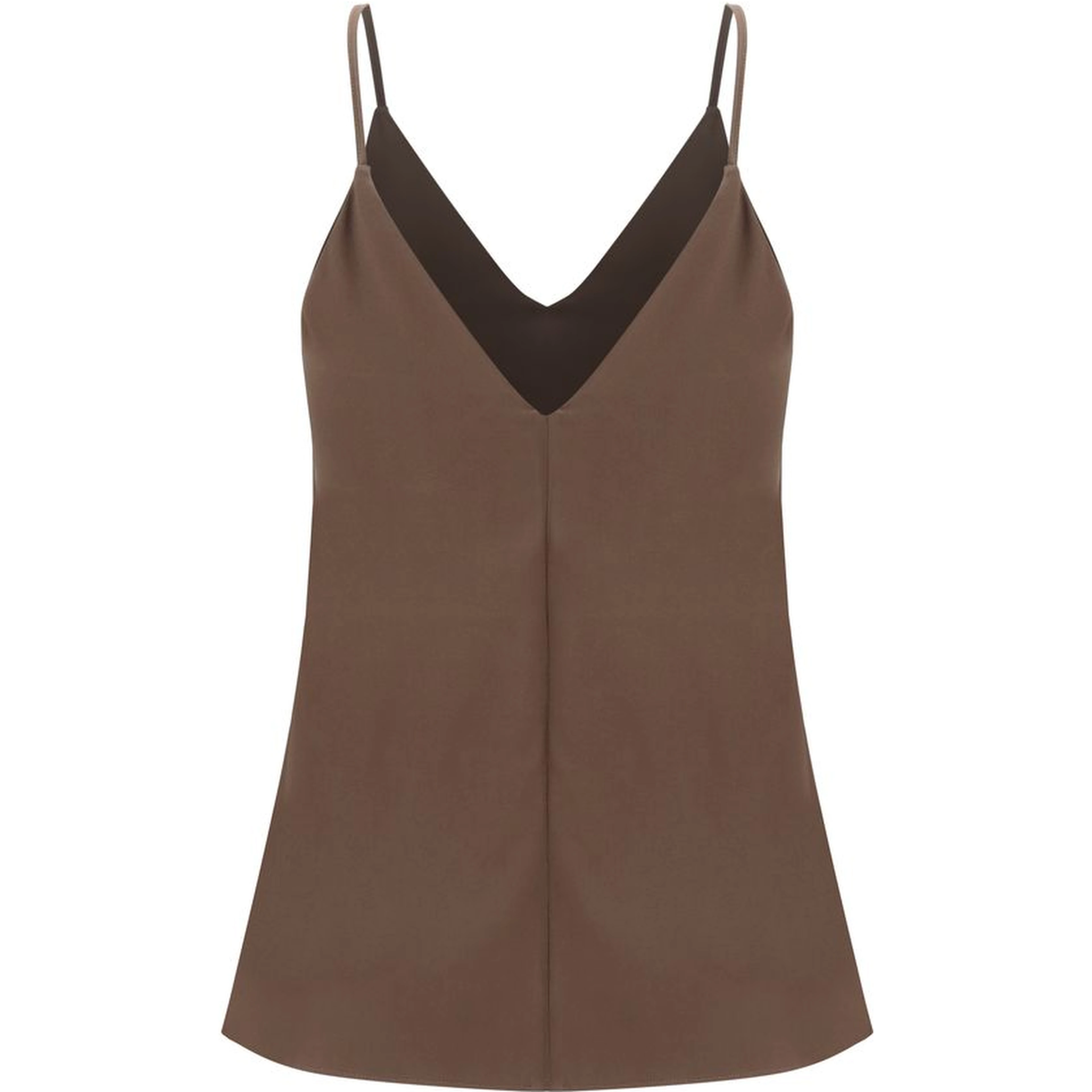 Brown Silk Sleeveles T-Shirt