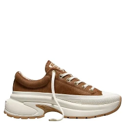 Beige Leather Platform Sneakers