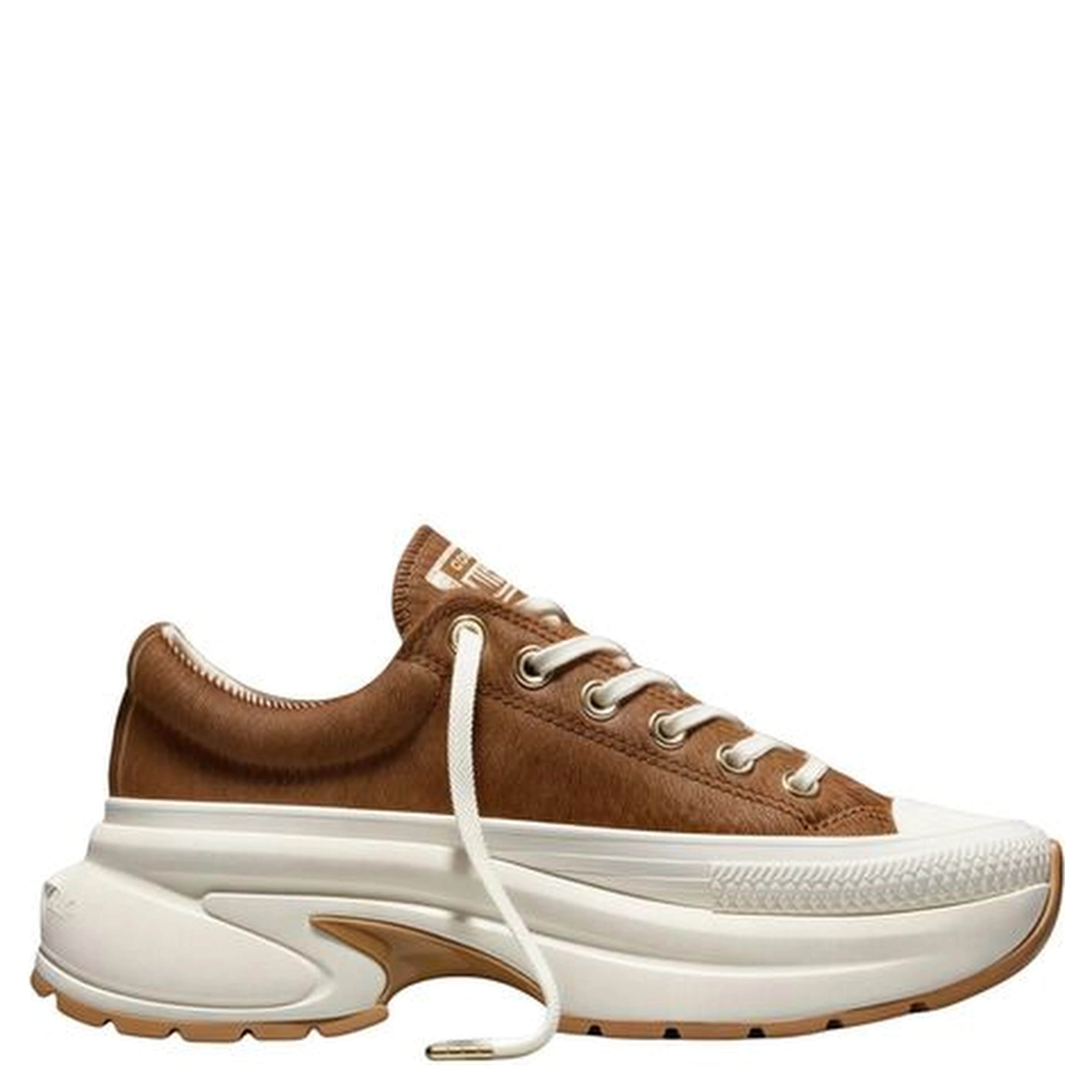 Beige Leather Platform Sneakers