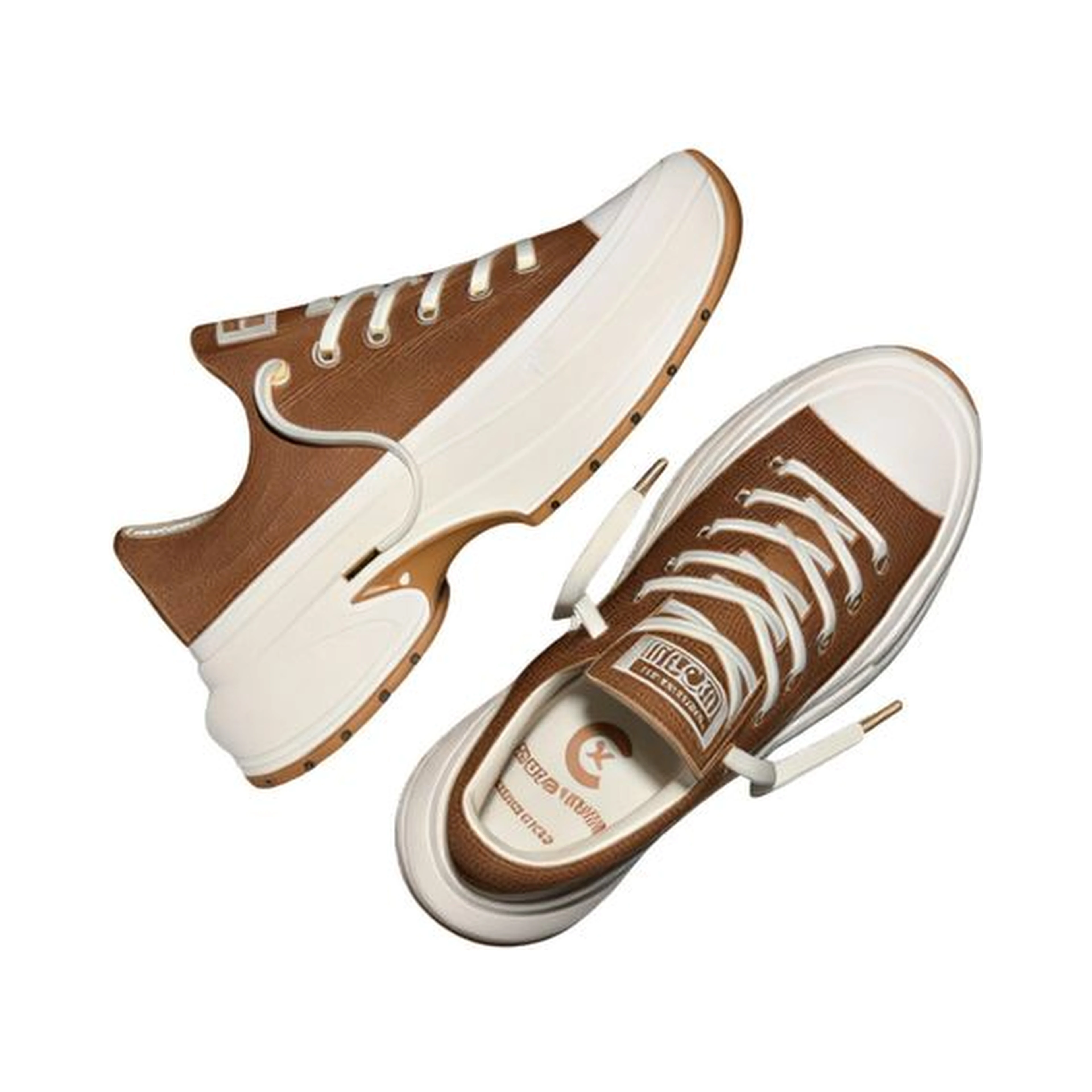Beige Leather Platform Sneakers
