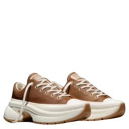Beige Leather Platform Sneakers