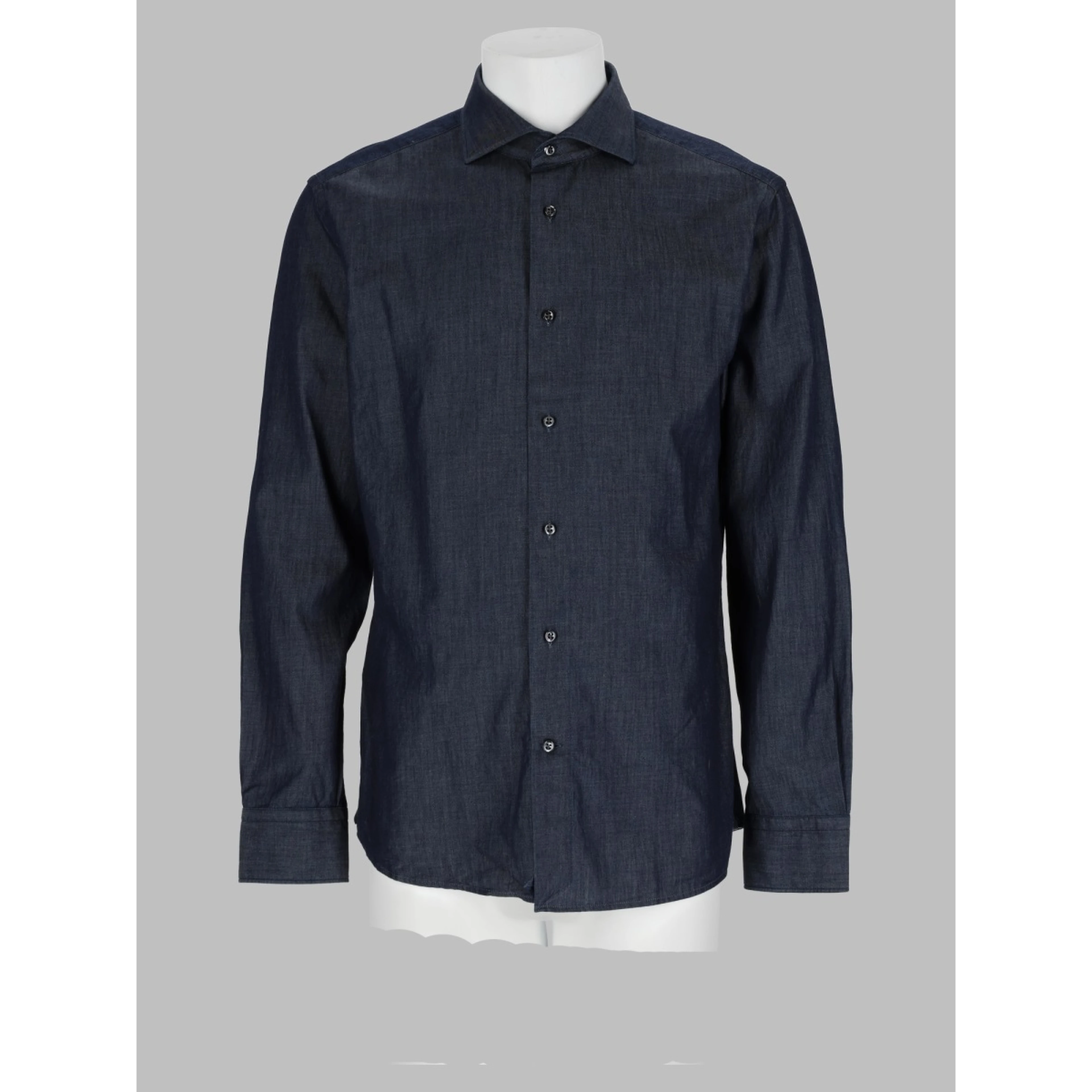 Camicia Slim Fit In Denim Di Cotone e Cashmere