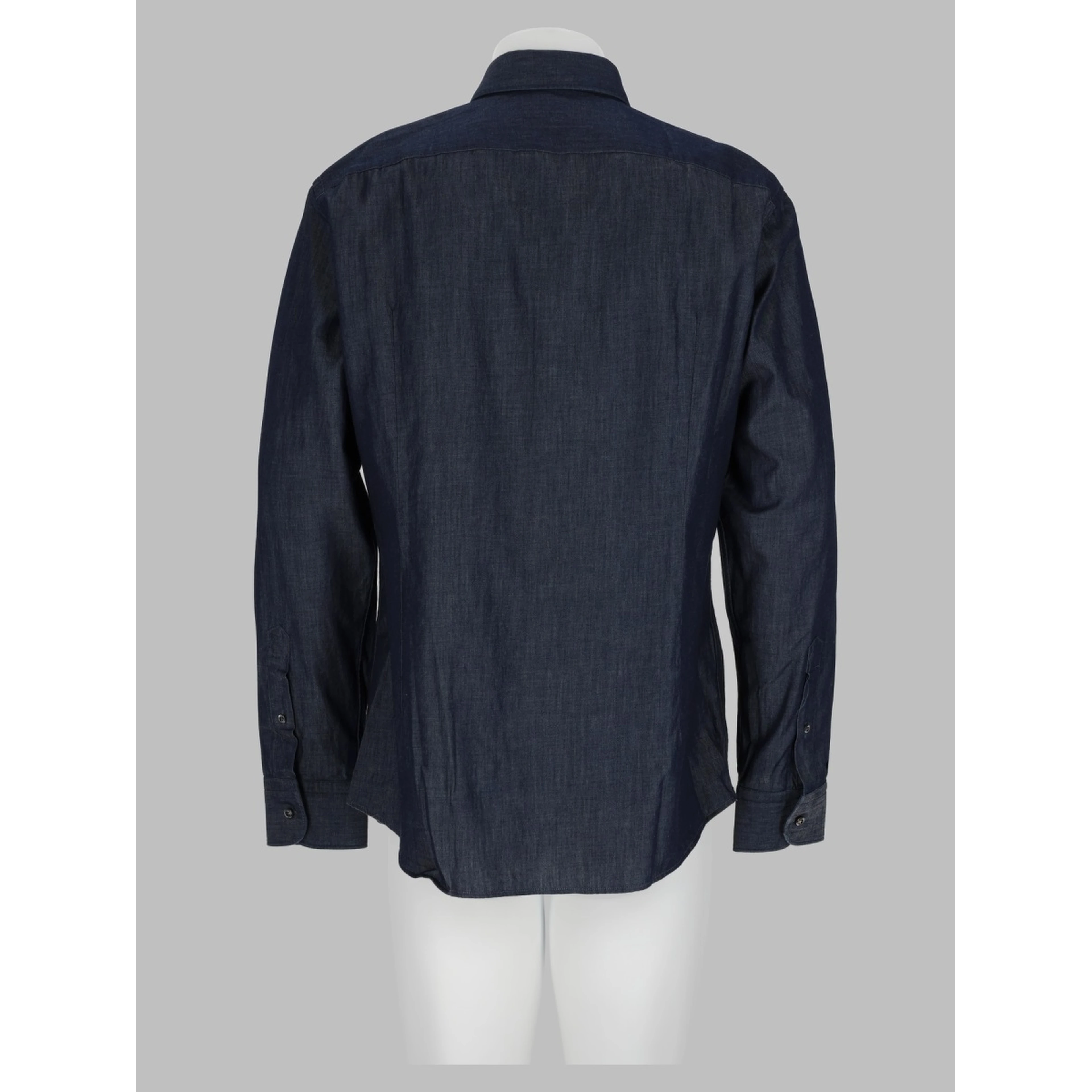 Camicia Slim Fit In Denim Di Cotone e Cashmere