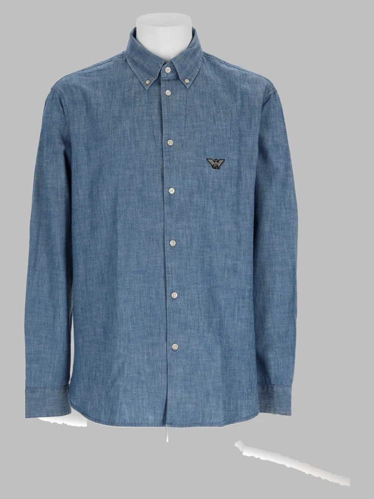 Camicia In Cotone Con Patch Logo