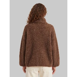 Lupa fuzzy-effect zip cardigan in brown
