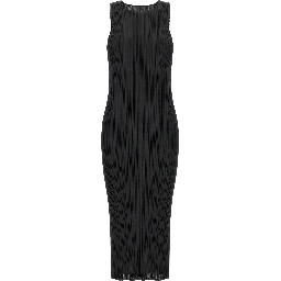 Black Polyester Midi Dress