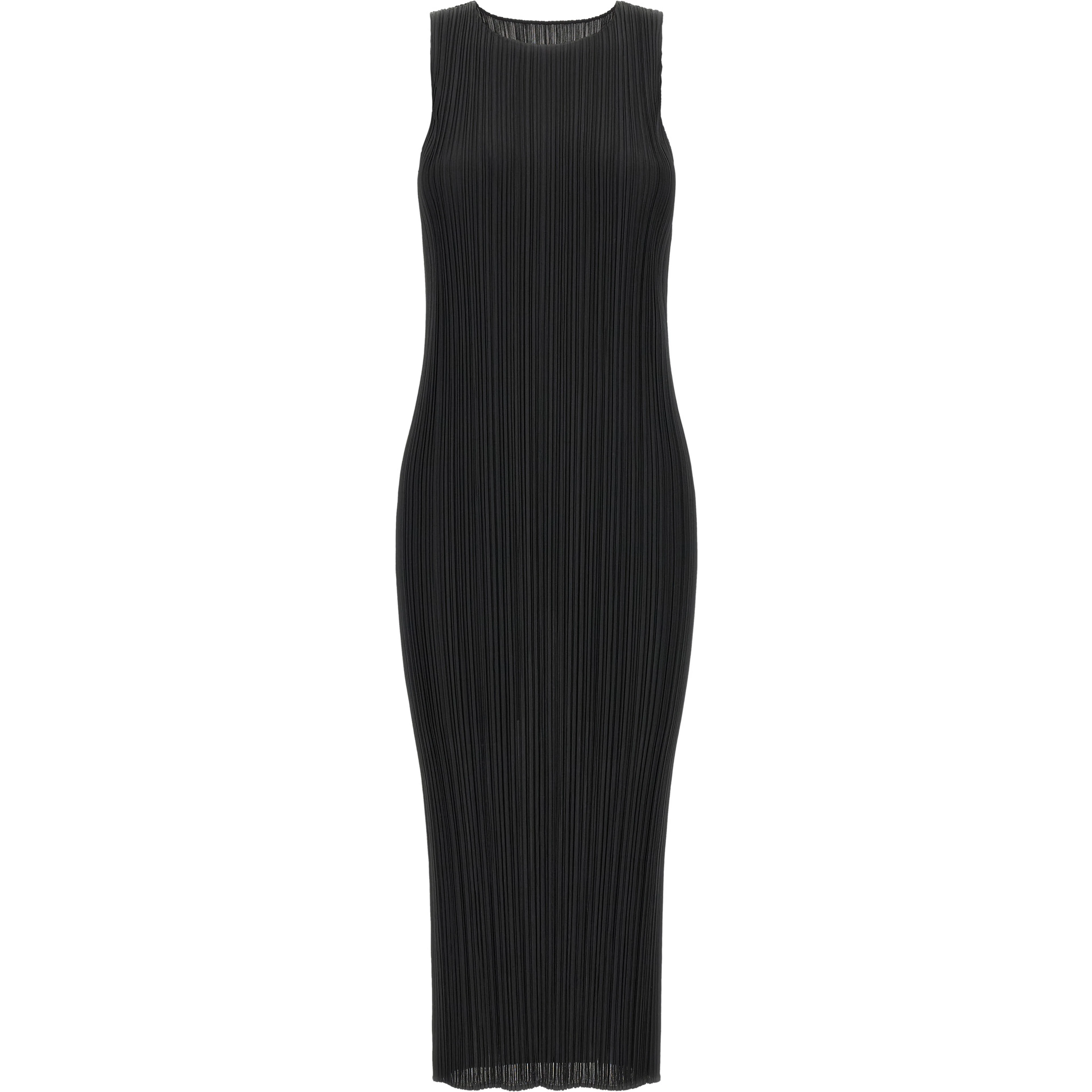Black Polyester Midi Dress