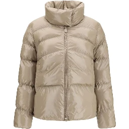 Beige Polyamide Full-Length Jacket