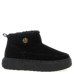Black Polyester Ankle Boots
