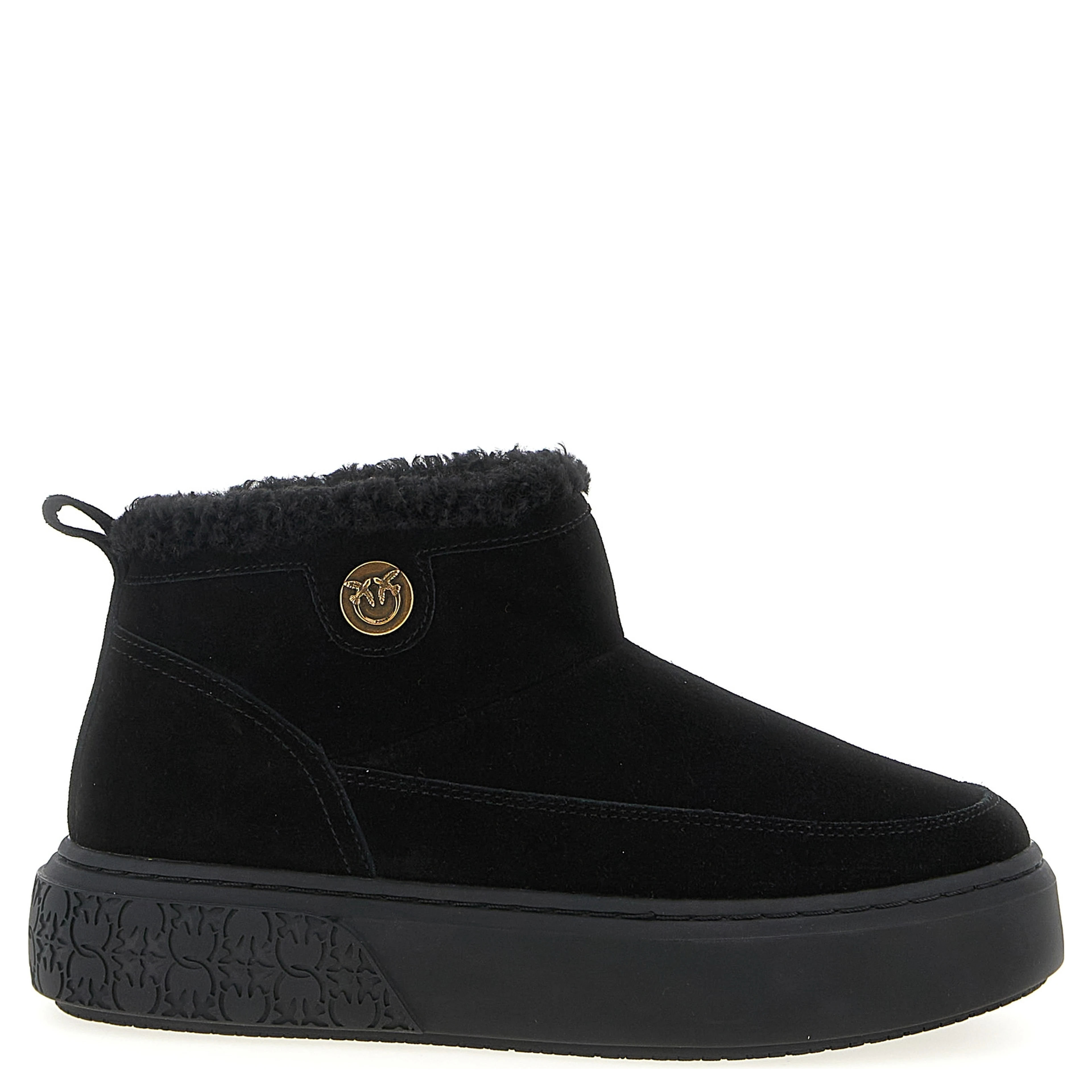Black Polyester Ankle Boots