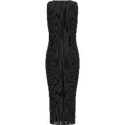 Black Polyester Midi Dress