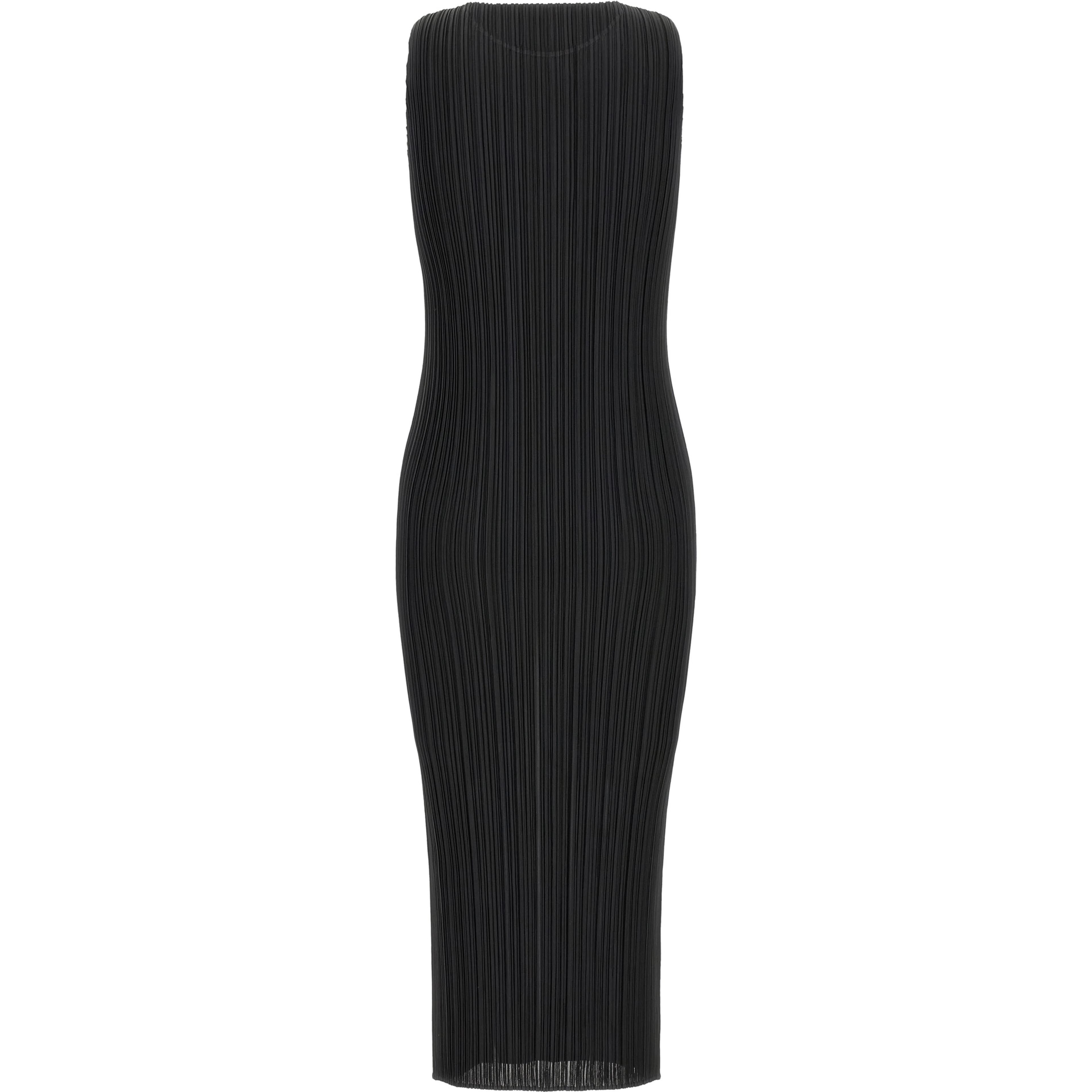 Black Polyester Midi Dress
