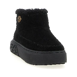 Black Polyester Ankle Boots