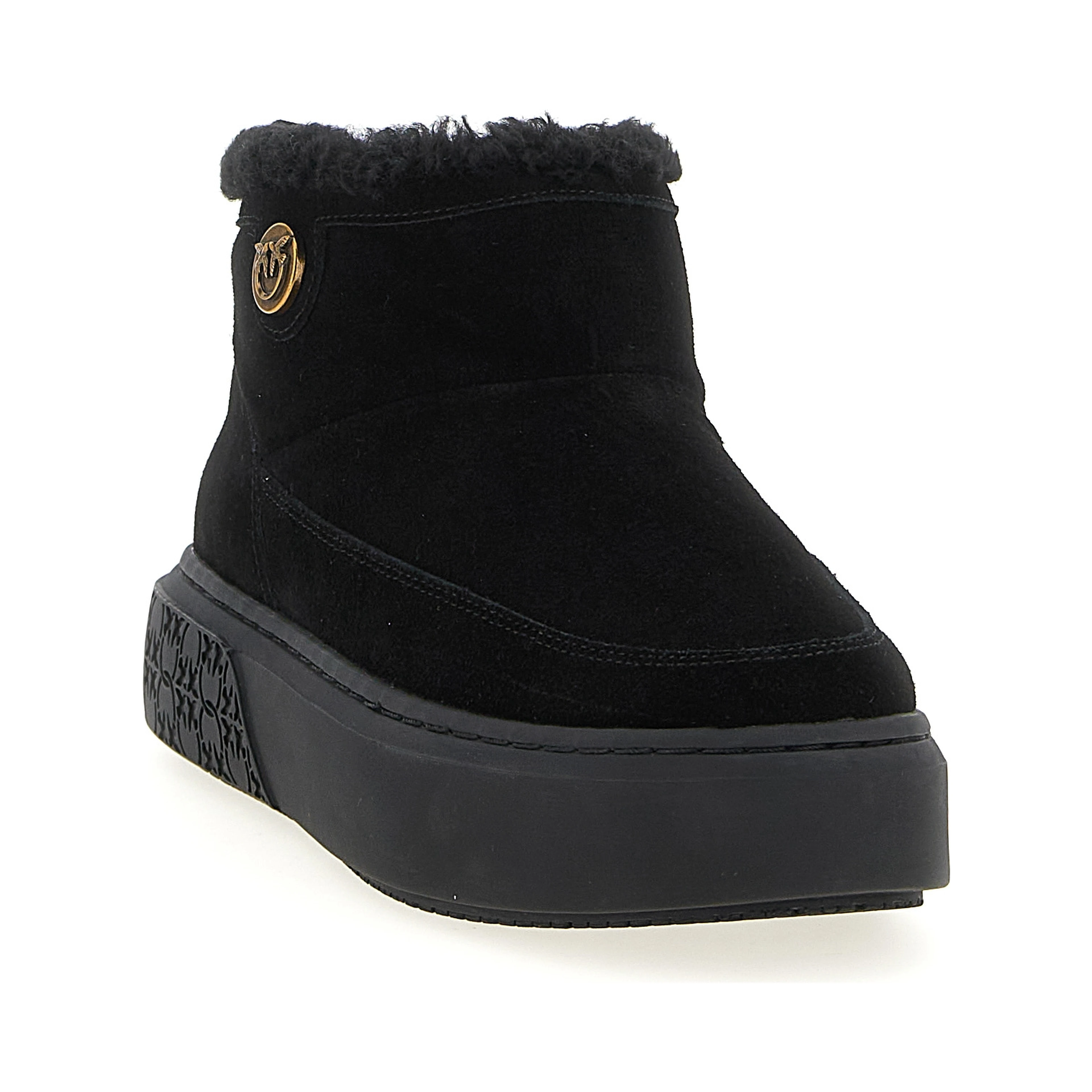 Black Polyester Ankle Boots