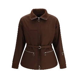 Brown Polyester Full-Length Jacket