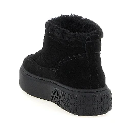 Black Polyester Ankle Boots