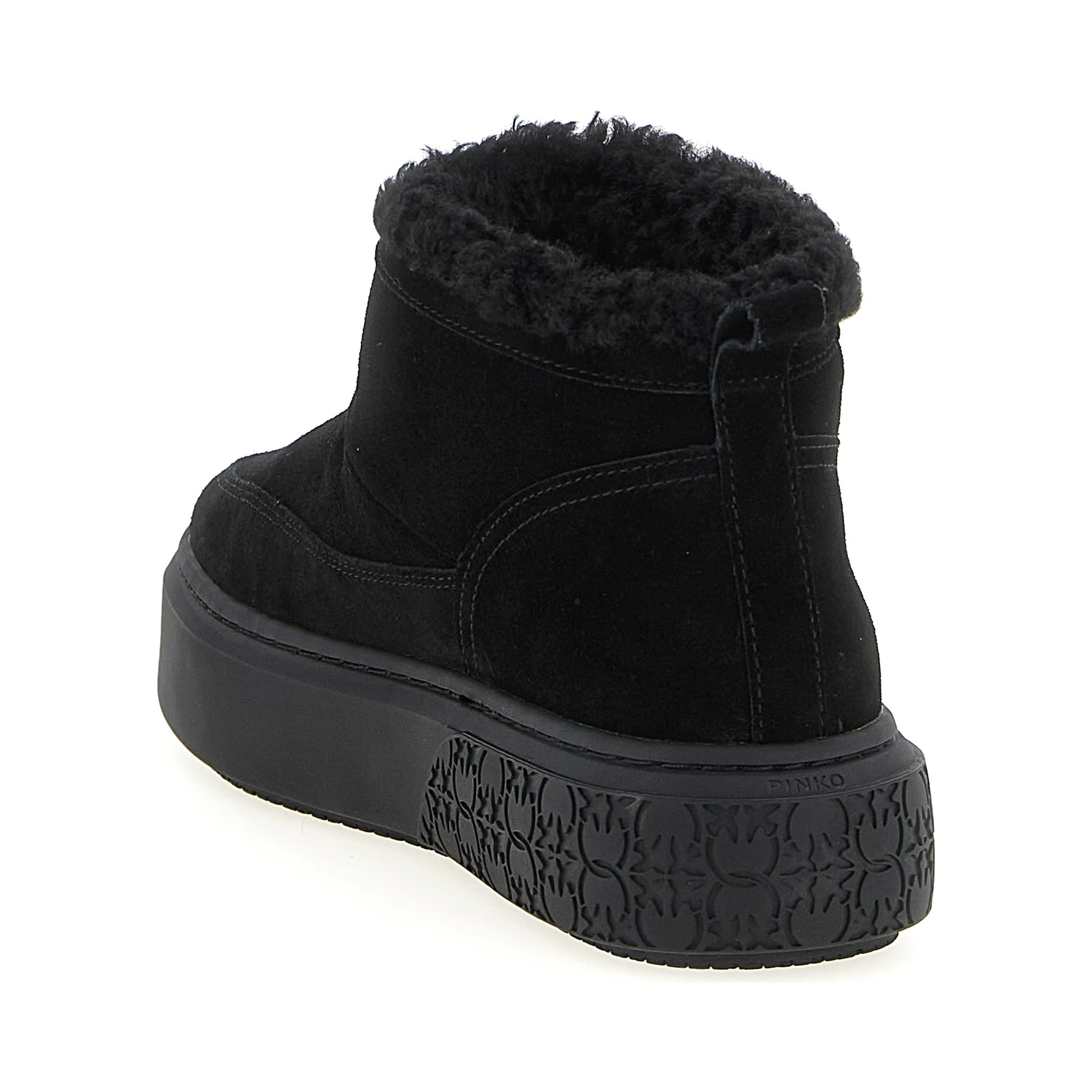 Black Polyester Ankle Boots