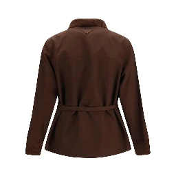 Brown Polyester Full-Length Jacket