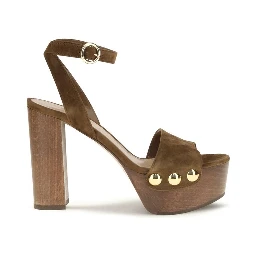 Brown Suede Leather Platform Sandals