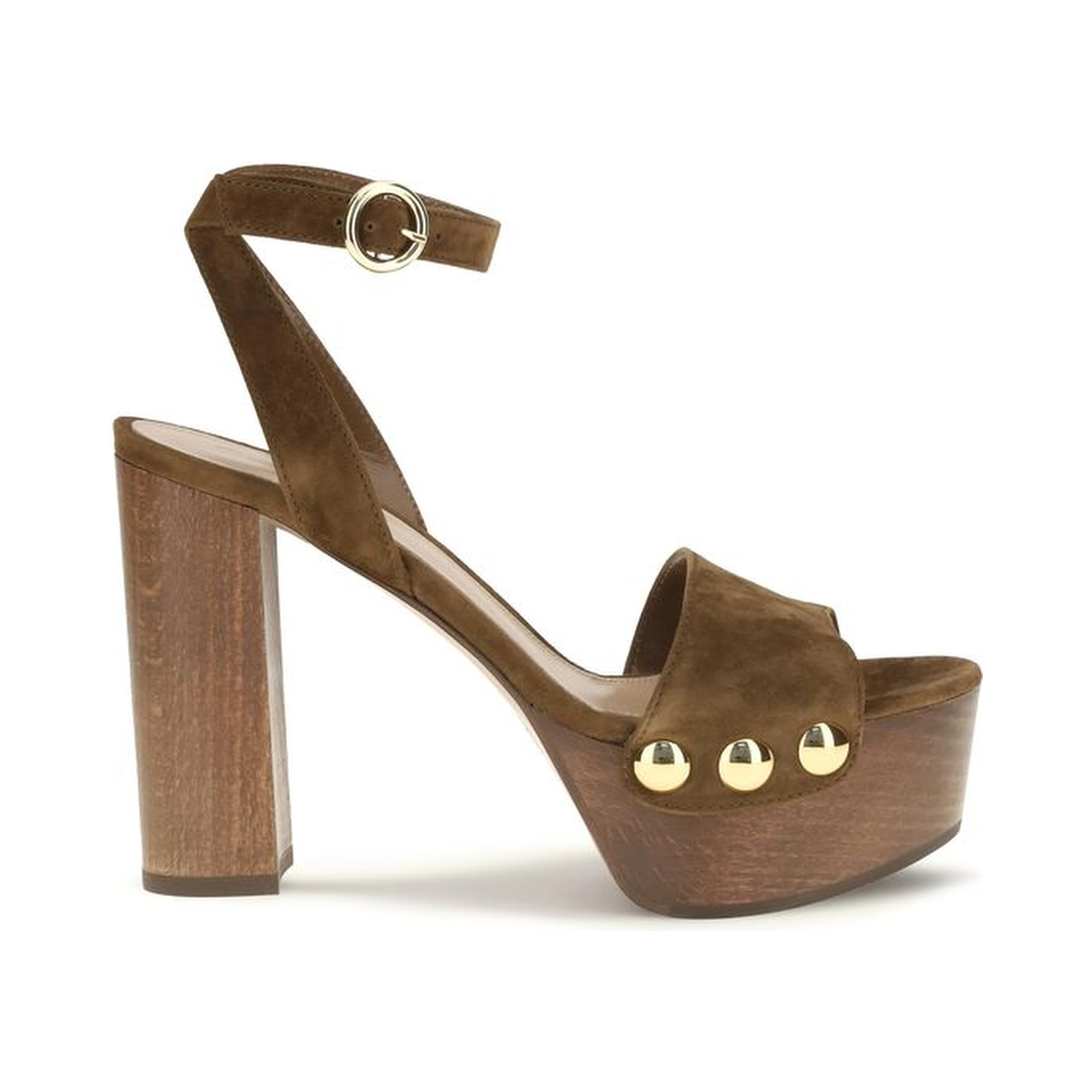 Brown Suede Leather Platform Sandals