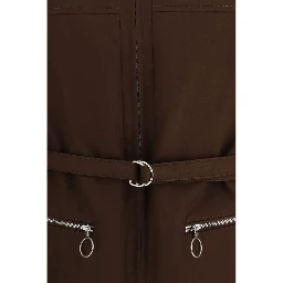 Brown Polyester Full-Length Jacket