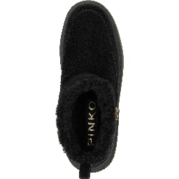 Black Polyester Ankle Boots